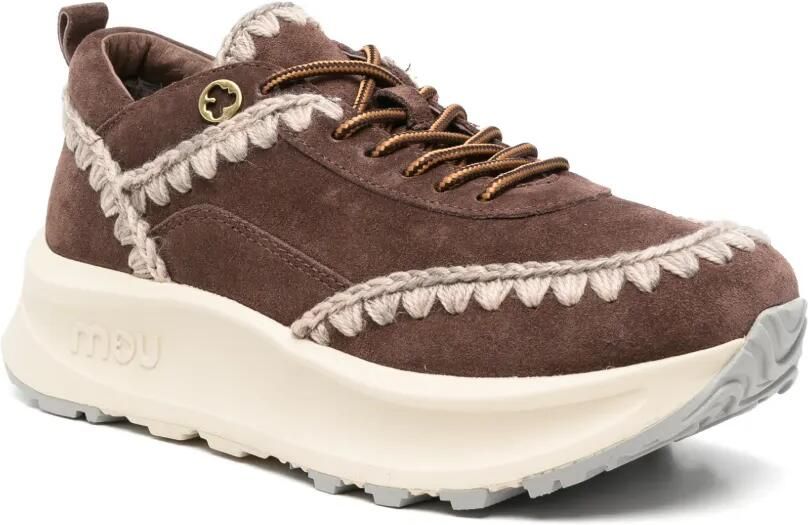 Mou Speed crochet-trim suede sneakers Bruin - Foto 2