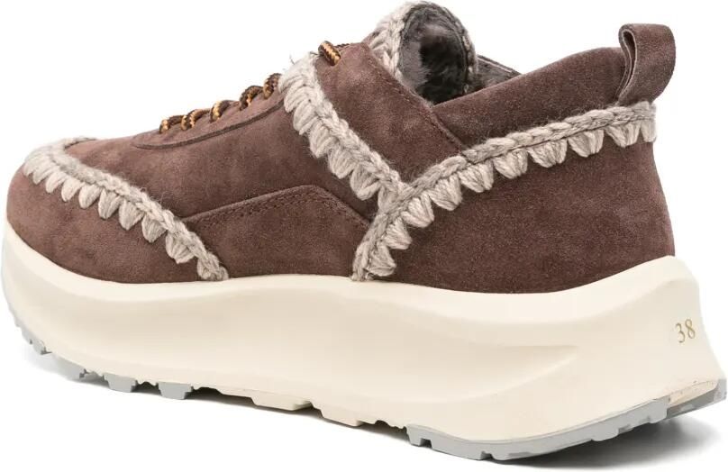 Mou Speed crochet-trim suede sneakers Bruin - Foto 3