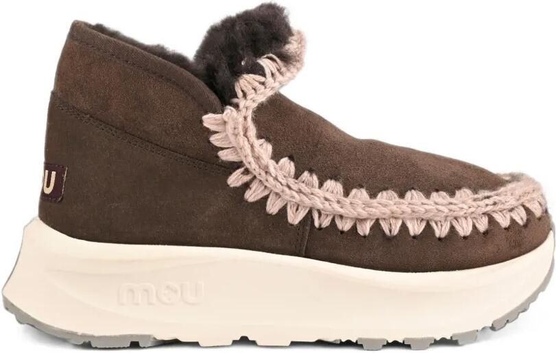 Mou Speed Eskimo crochet-trim sheepskin sneakers Bruin