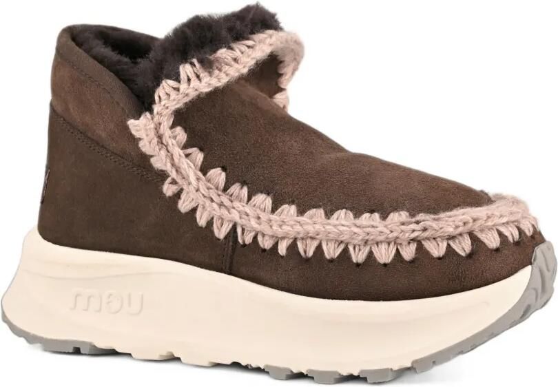 Mou Speed Eskimo crochet-trim sheepskin sneakers Bruin - Foto 3