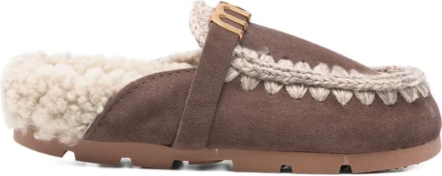 Mou Winter Bio muiltjes met logo Bruin