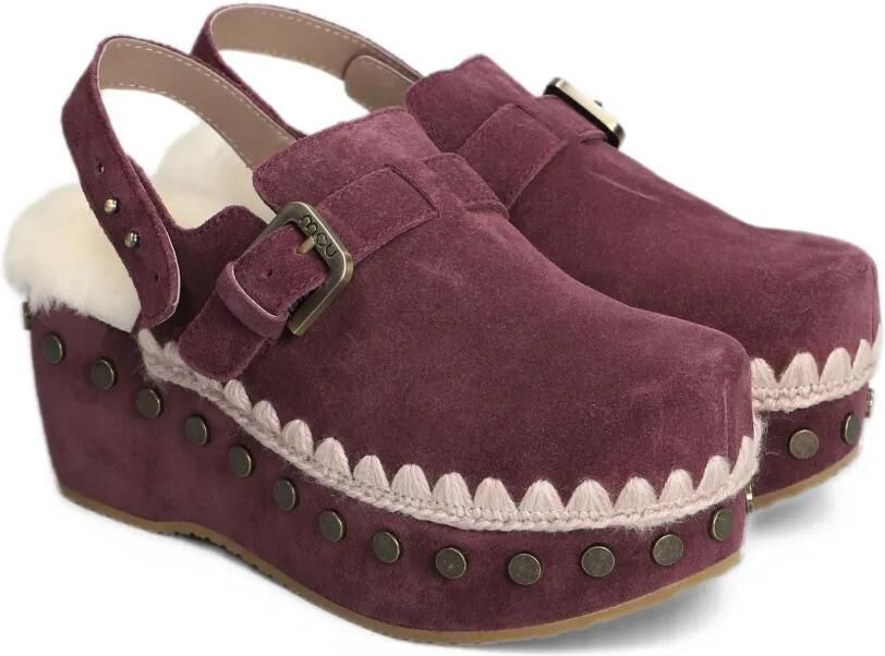 Mou Zeppe studded crochet-trim sandals Rood