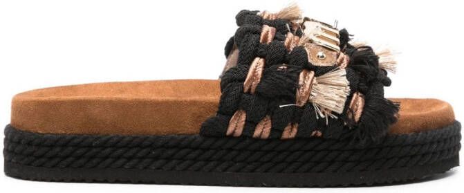 Mou Slippers met touwband Zwart