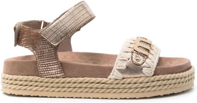 Mou Rope leren sandalen met logo Goud