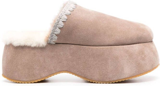 Mou Slippers met plateauzool Beige