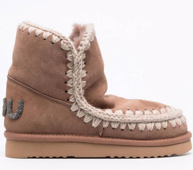 Mou Laarzen met stikseldetail Bruin