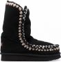 Mou Winterlaarzen met stikseldetail dames suède rubber Schapenhuid Shearling 36 Zwart - Thumbnail 1