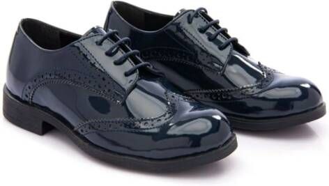 Moustache Gelakte brogues met ronde neus Blauw