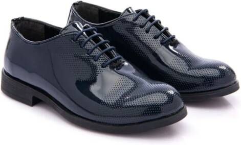 Moustache Gelakte Oxford schoenen met geperforeerd detail Blauw