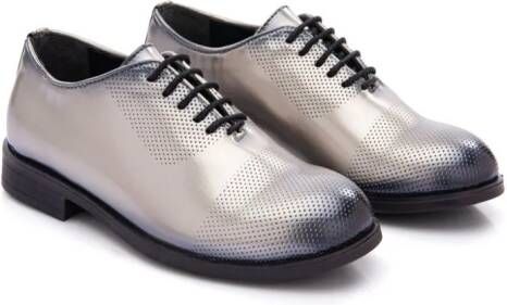 Moustache Metallic Oxford schoenen met ronde neus Zilver