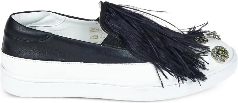 Mr & Mrs Italy feather-embellished jewel sneakers Zwart