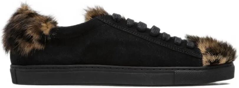 Mr & Mrs Italy Suède sneakers met afwerking Zwart