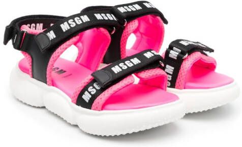 MSGM Kids Sandalen met logoprint Zwart