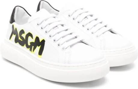 MSGM Kids Leren sneakers Wit