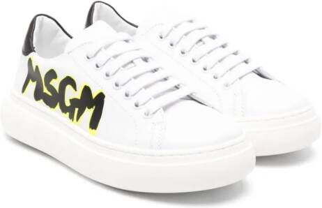 MSGM Kids Leren sneakers Wit