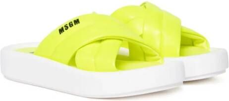 MSGM Kids Sandalen met logoprint Geel