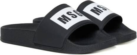 MSGM Kids Slippers met logoprint Zwart