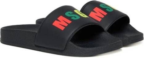 MSGM Kids Slippers met logoprint Zwart