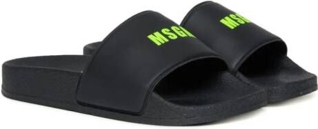 MSGM Kids Slippers met logoprint Zwart