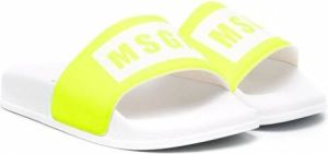MSGM Kids Slippers met logoprint Wit