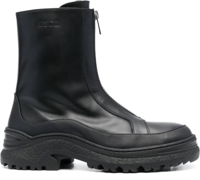 MSGM Leren laarzen Zwart