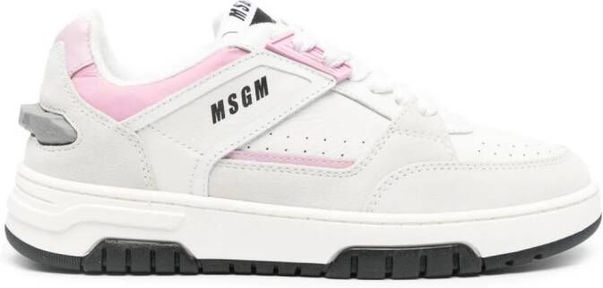 MSGM Leren sneakers met logoprint Beige