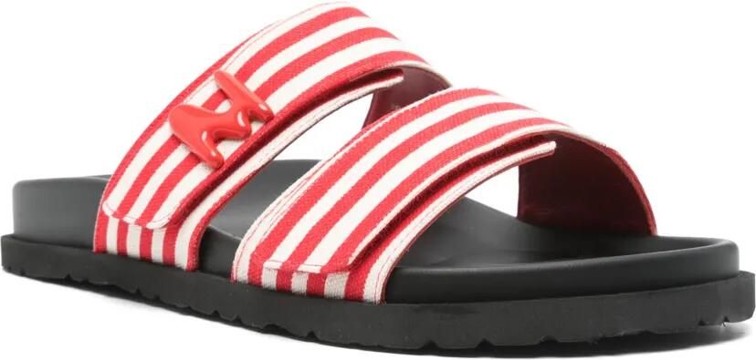 MSGM Gestreepte canvas slippers Rood - Foto 3