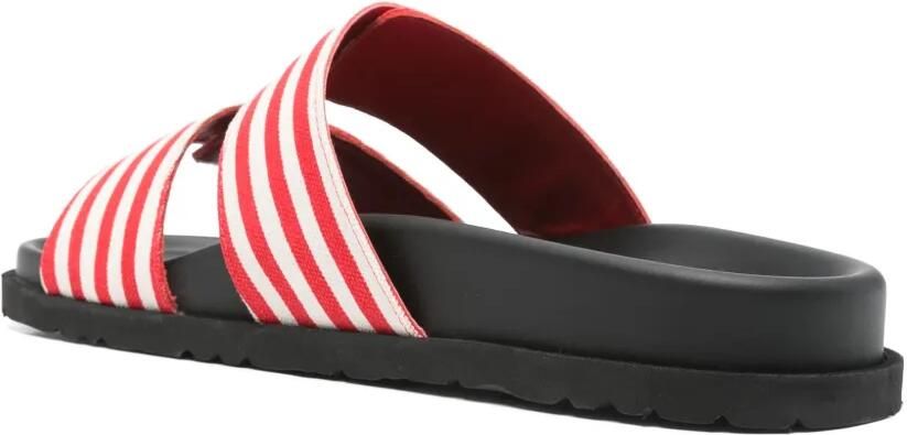MSGM Gestreepte canvas slippers Rood - Foto 4