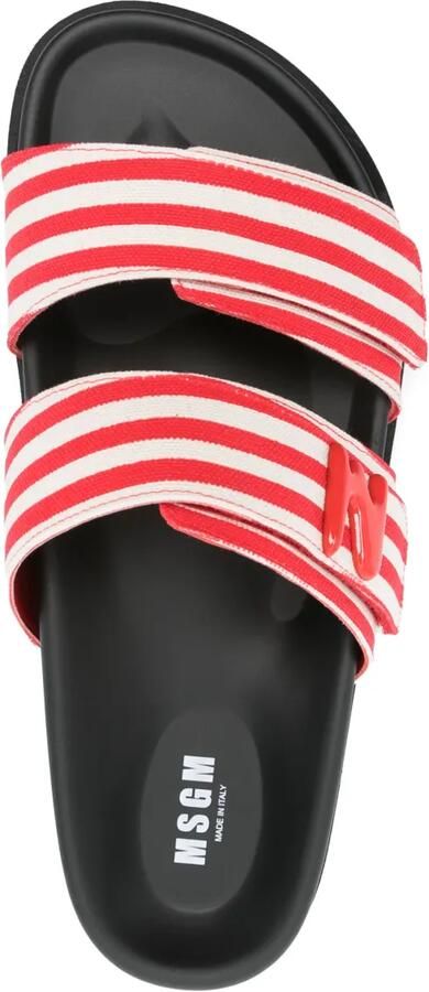 MSGM Gestreepte canvas slippers Rood - Foto 2