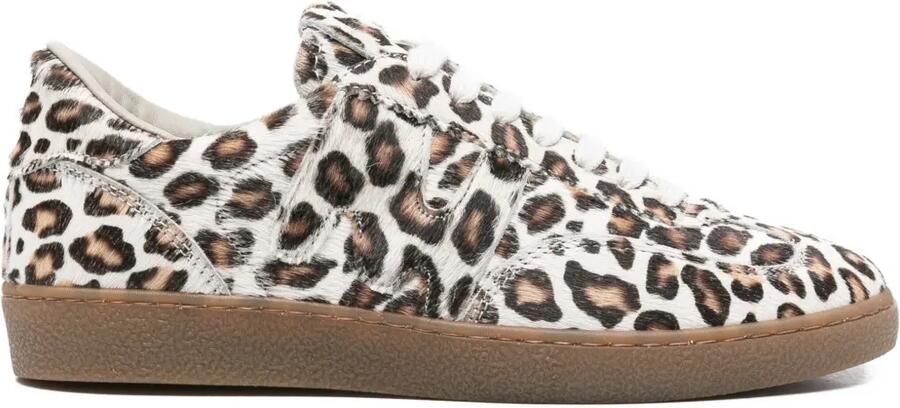 MSGM Kalfsleren sneakers met luipaardprint Beige