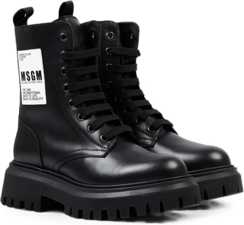MSGM Kids Enkellaarzen met logopatch en veters Zwart
