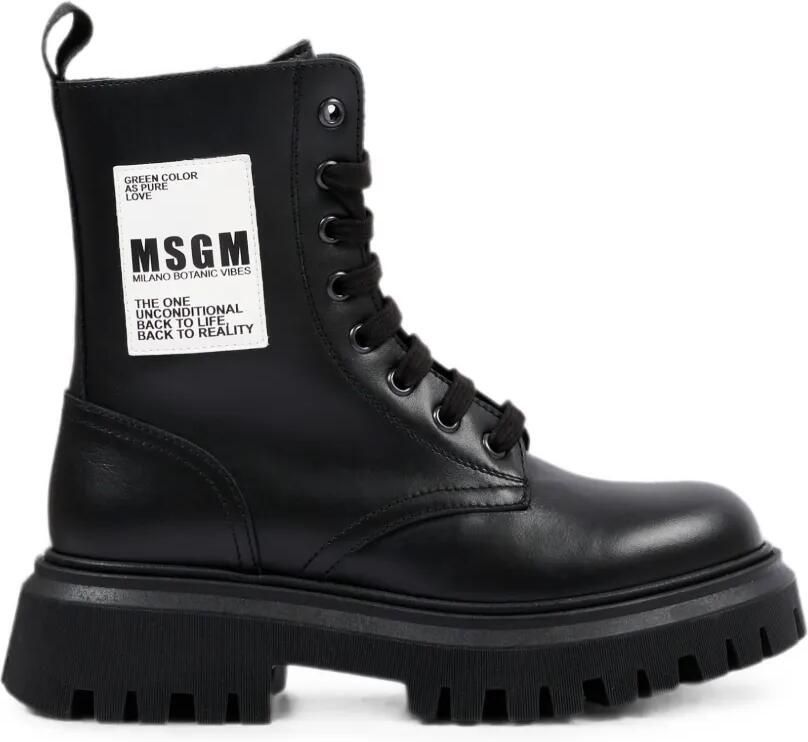 MSGM Kids Enkellaarzen met logopatch en veters Zwart - Foto 4