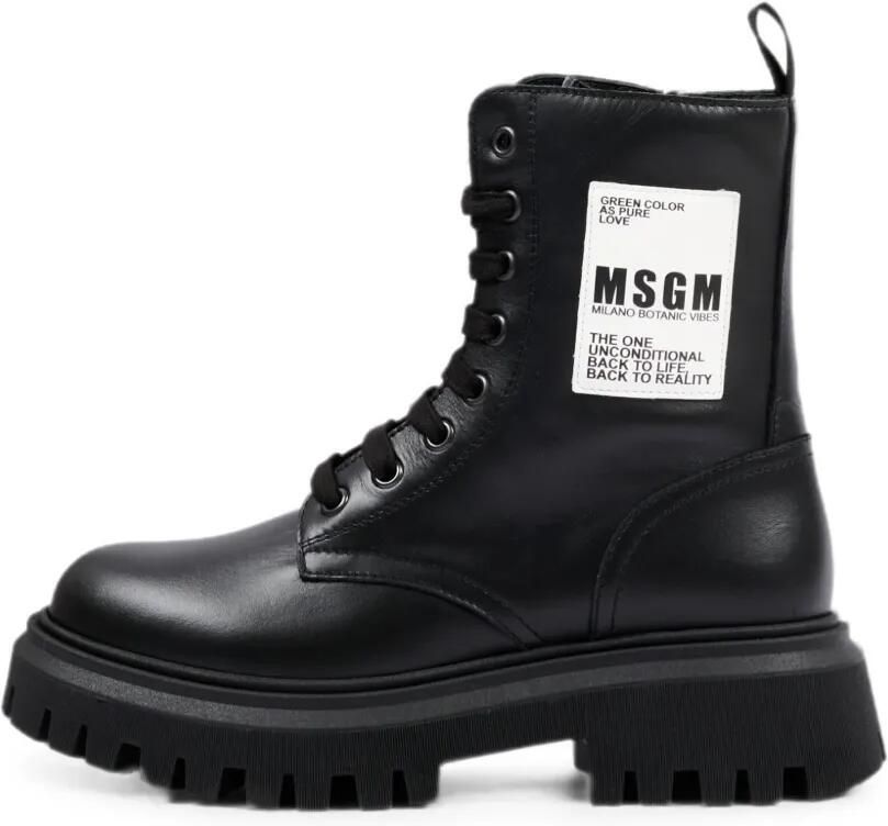 MSGM Kids Enkellaarzen met logopatch en veters Zwart - Foto 2