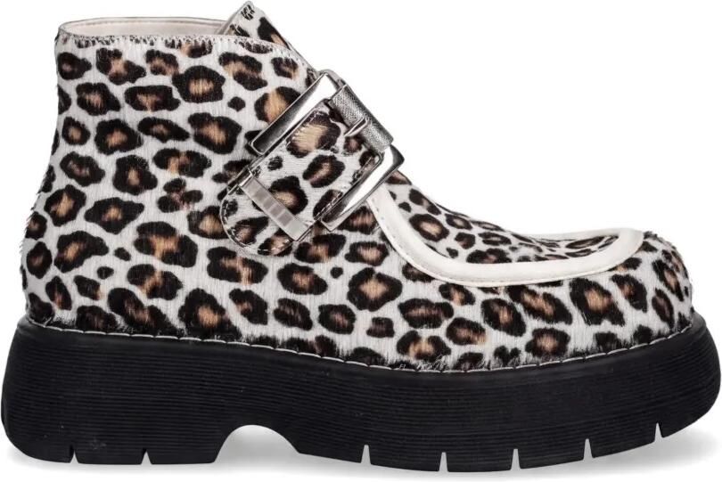 MSGM Laarzen met luipaardprint en gesp Beige