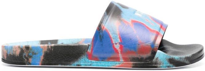 MSGM Slippers met tie-dye print Blauw