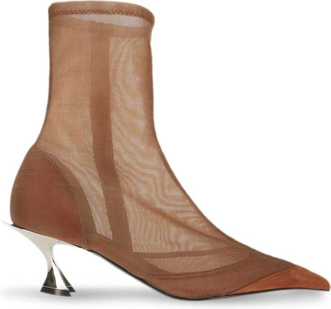 Mugler Fang 55mm laarzen met mesh Bruin