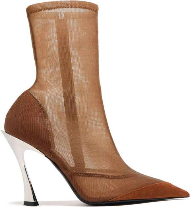 Mugler Fang 95 mesh laarzen Bruin