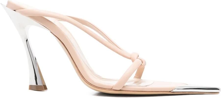 Mugler 95 mm leren geknoopte muiltjes Beige