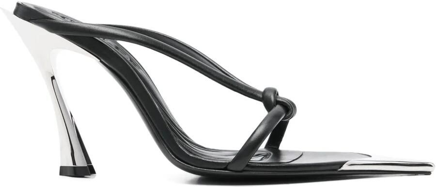Mugler 95 mm leren geknoopte muiltjes Zwart