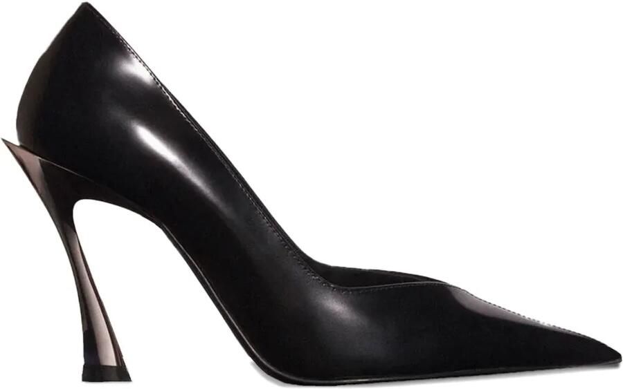 Mugler 95 mm pumps met sculpturale hak en puntige neus Zwart
