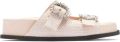 Nº21 Geweven slippers met gesp met kristallen Beige - Beige
