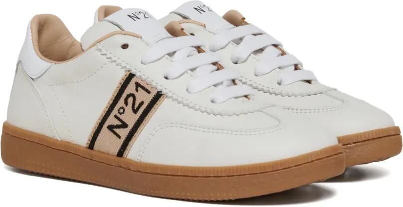 Nº21 Kids Leren sneakers met logo Wit