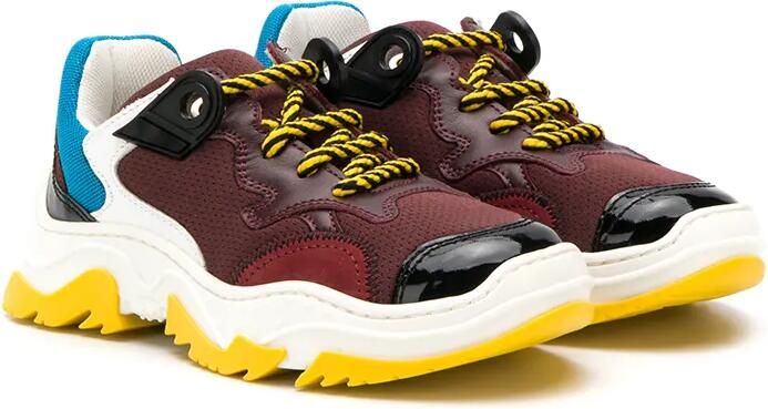 Nº21 Kids sneakers met colourblocking en veters Rood