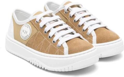 Nº21 Kids Sneakers met logopatch Beige