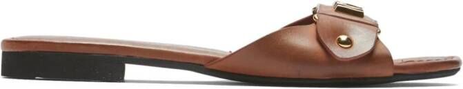Nº21 Leren sandalen met logo Bruin