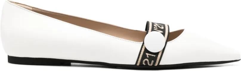 Nº21 Pumps met puntige neus en bandje Wit