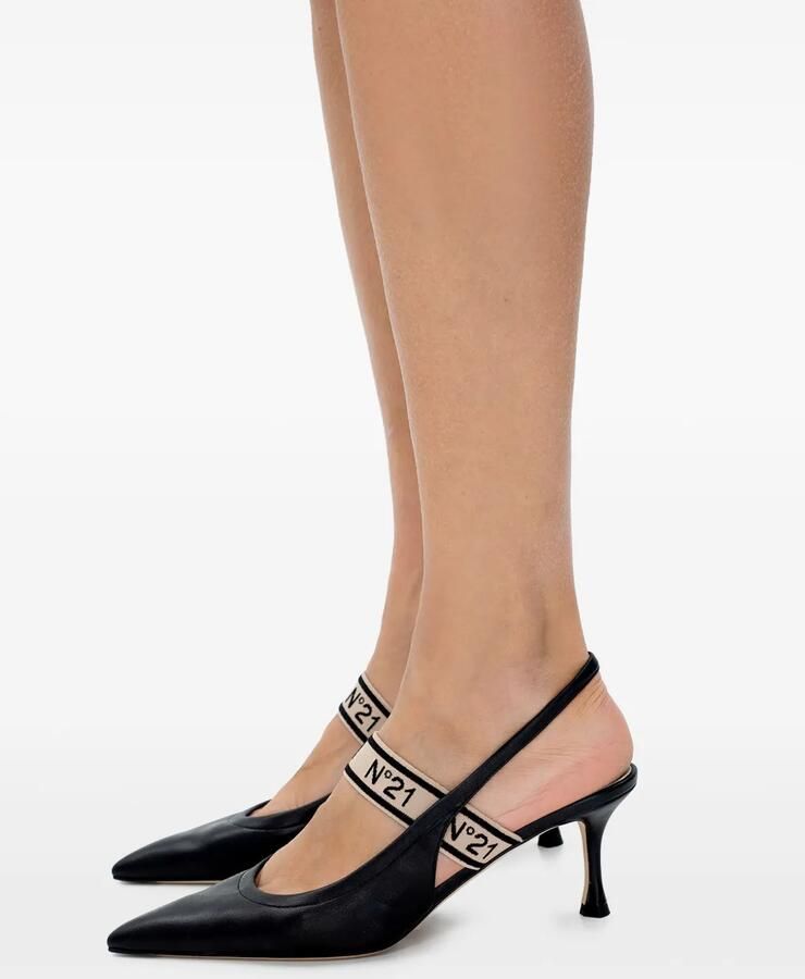 Nº21 Slingback pumps met puntige neus Zwart