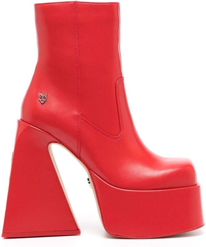 NAKED WOLFE Jane laarzen met plateauzool Rood