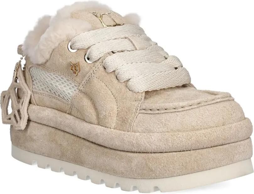 NAKED WOLFE Beau lammy sneakers met plateauzool Beige - Foto 3
