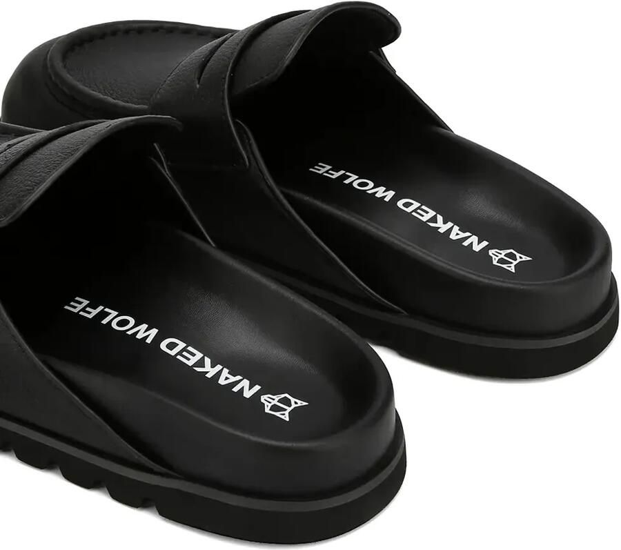NAKED WOLFE Cord slippers met penny bandje en bewerkte zoom Zwart - Foto 2